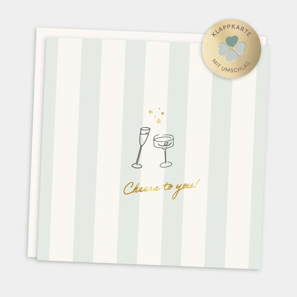 MINTKIND Cheers to you Geburtstagskarte Klappkarte Gold