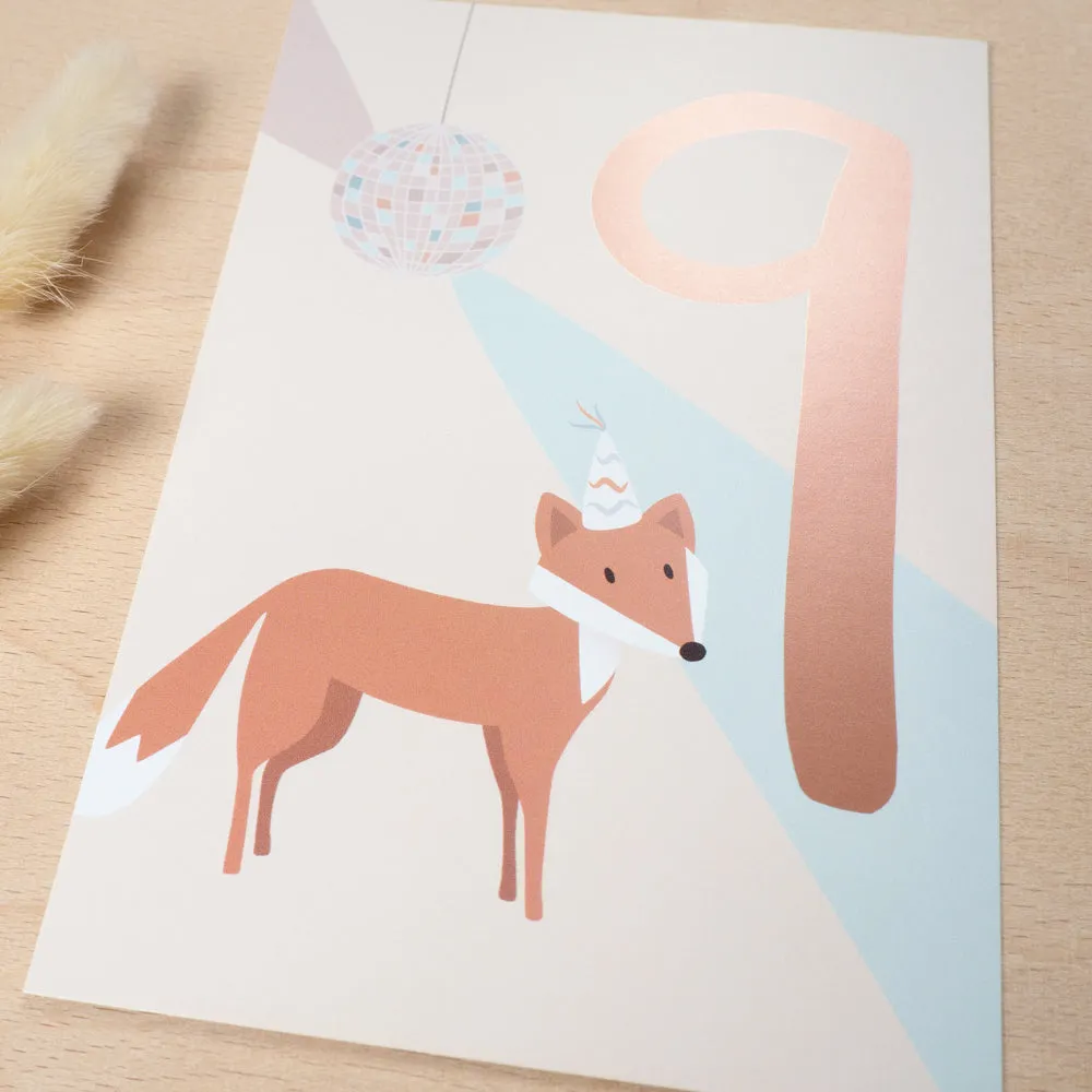 MINTKIND Geburtstagskarte 9 Fuchs zum 9. Geburtstag