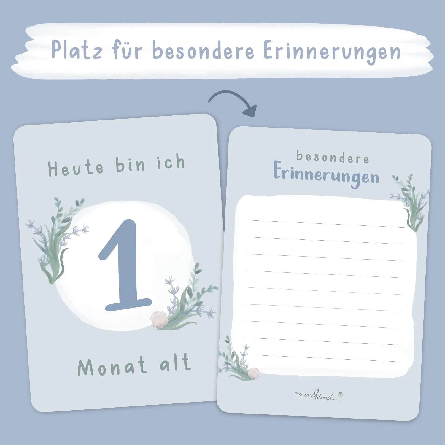 MINTKIND Meilensteinkarten Baby erstes Jahr 32 Karten