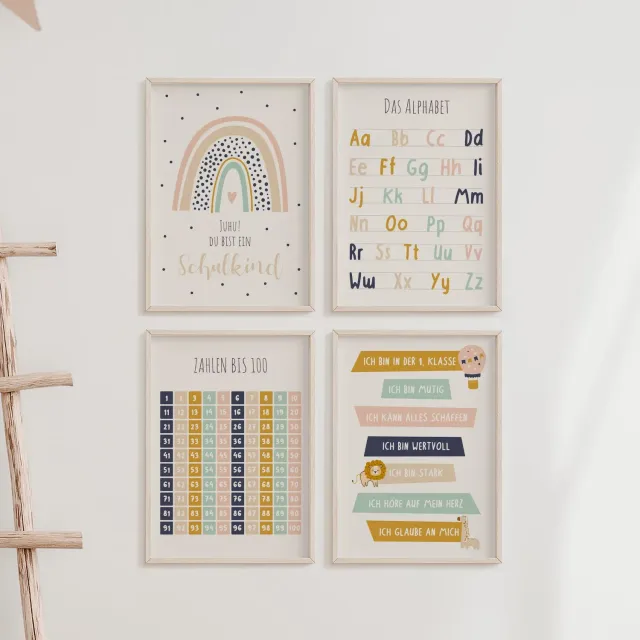 MeinBaby123 Lernposter ABC Zahlen 4er Set A4