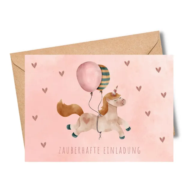 MeinBaby123 Einladungskarten Kindergeburtstag Einhorn 10er Set