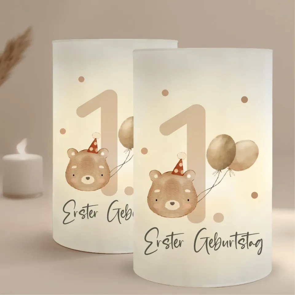 MeinBaby123 Bär Windlichter 1. Geburtstag 10 Stück Deko