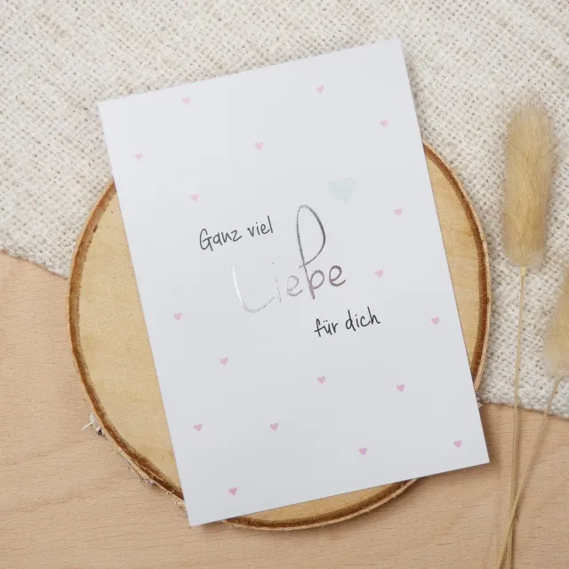 MINTKIND Ganz viel Liebe für dich Postkarte Silber DIN A6