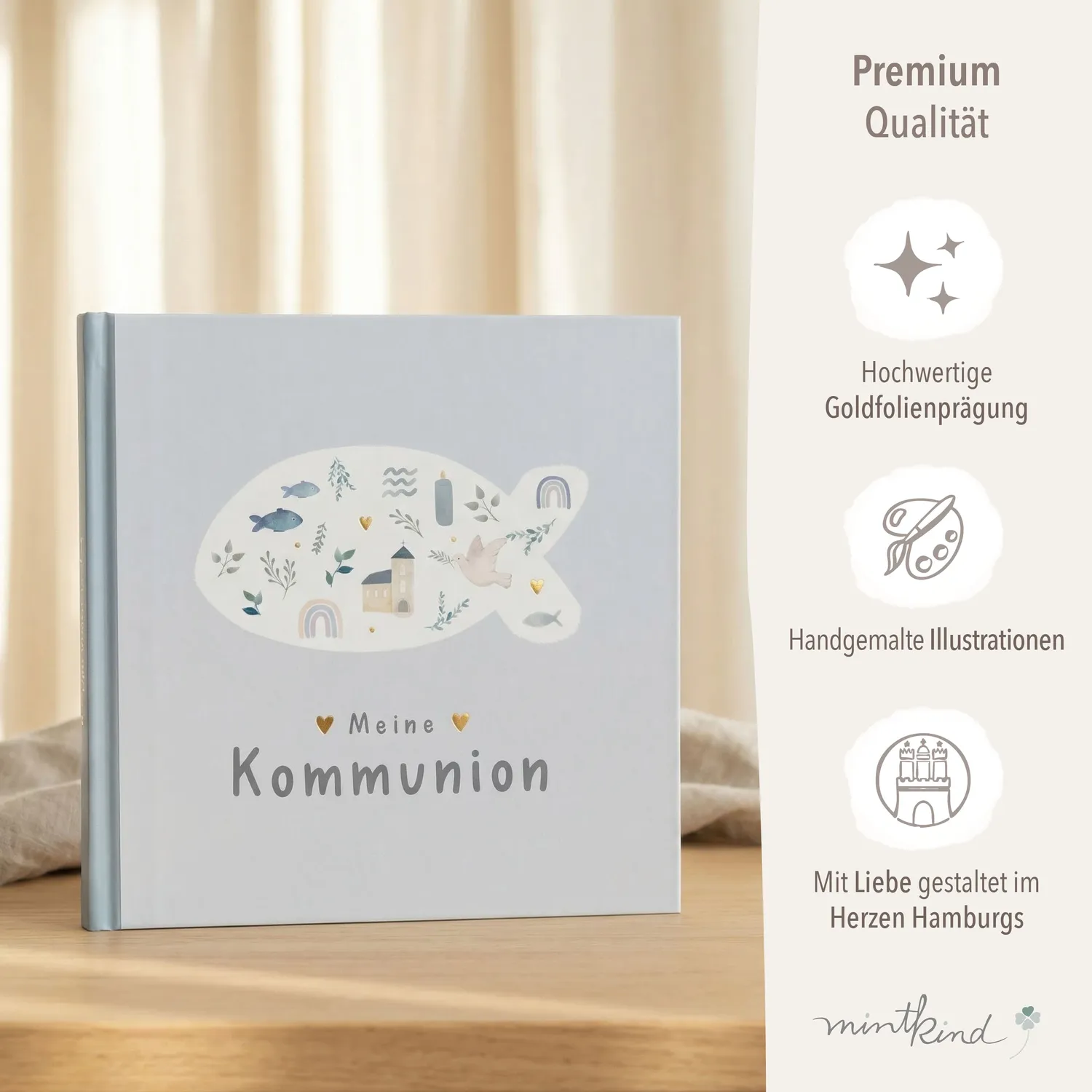 MINTKIND Meine Kommunion Erinnerungsalbum Rosa Kommunion