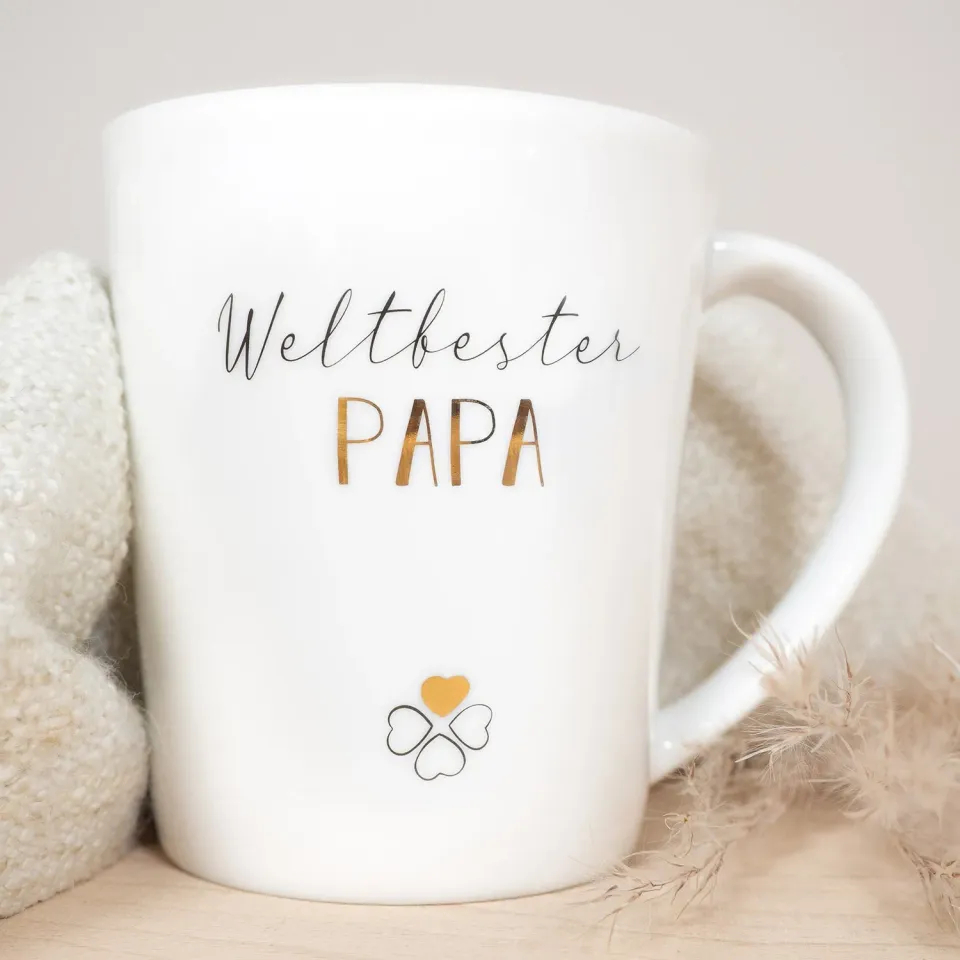 MINTKIND Weltbester Papa Porzellan Becher 250 ml Echtgold