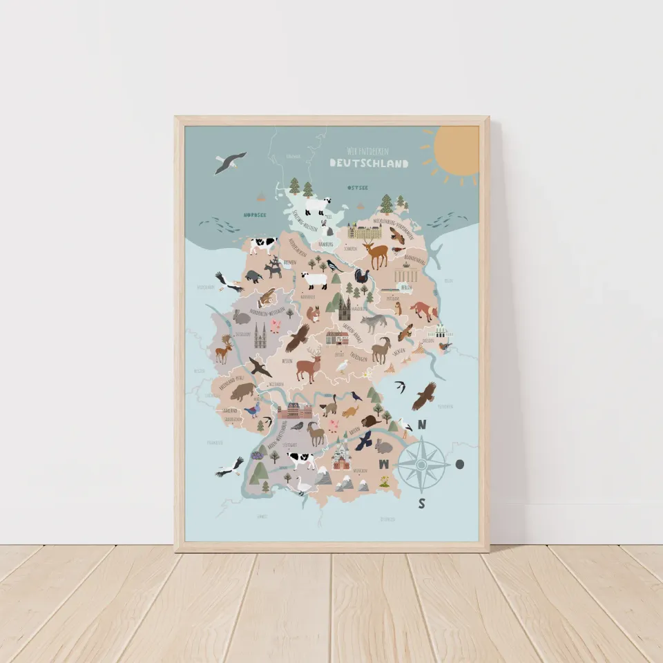 MeinBaby123 Deutschlandkarte Lernposter A2 300g Premiumpapier