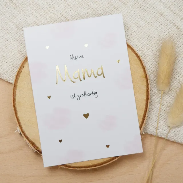 MINTKIND Meine Mama ist großartig Postkarte Goldfolie A6