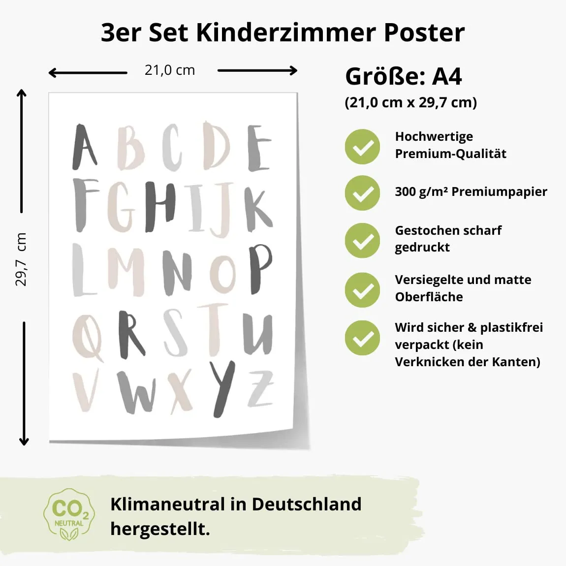 MeinBaby123 ABC Zahlen Regenbogen Lernposter 3er Set A4