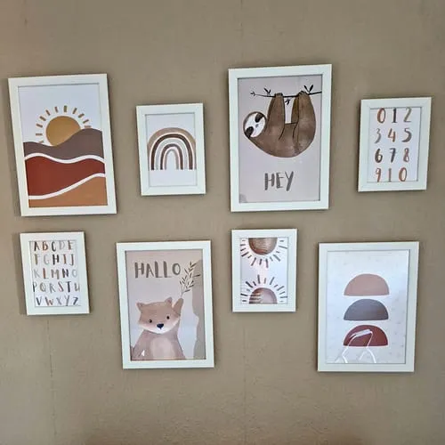 MeinBaby123 Alpaka & Freunde Poster 8er Set rosa