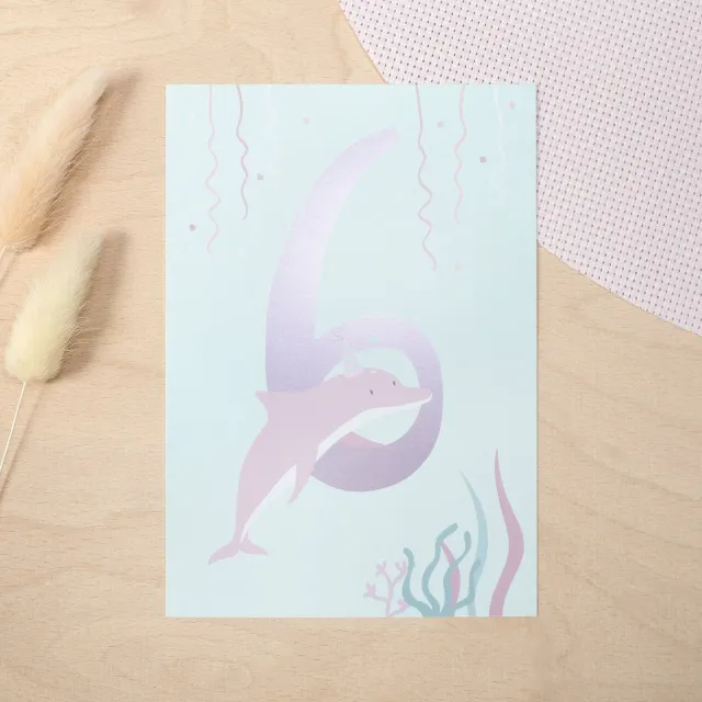 MINTKIND Geburtstag Glückwunschkarte 6 Delfin DIN A6