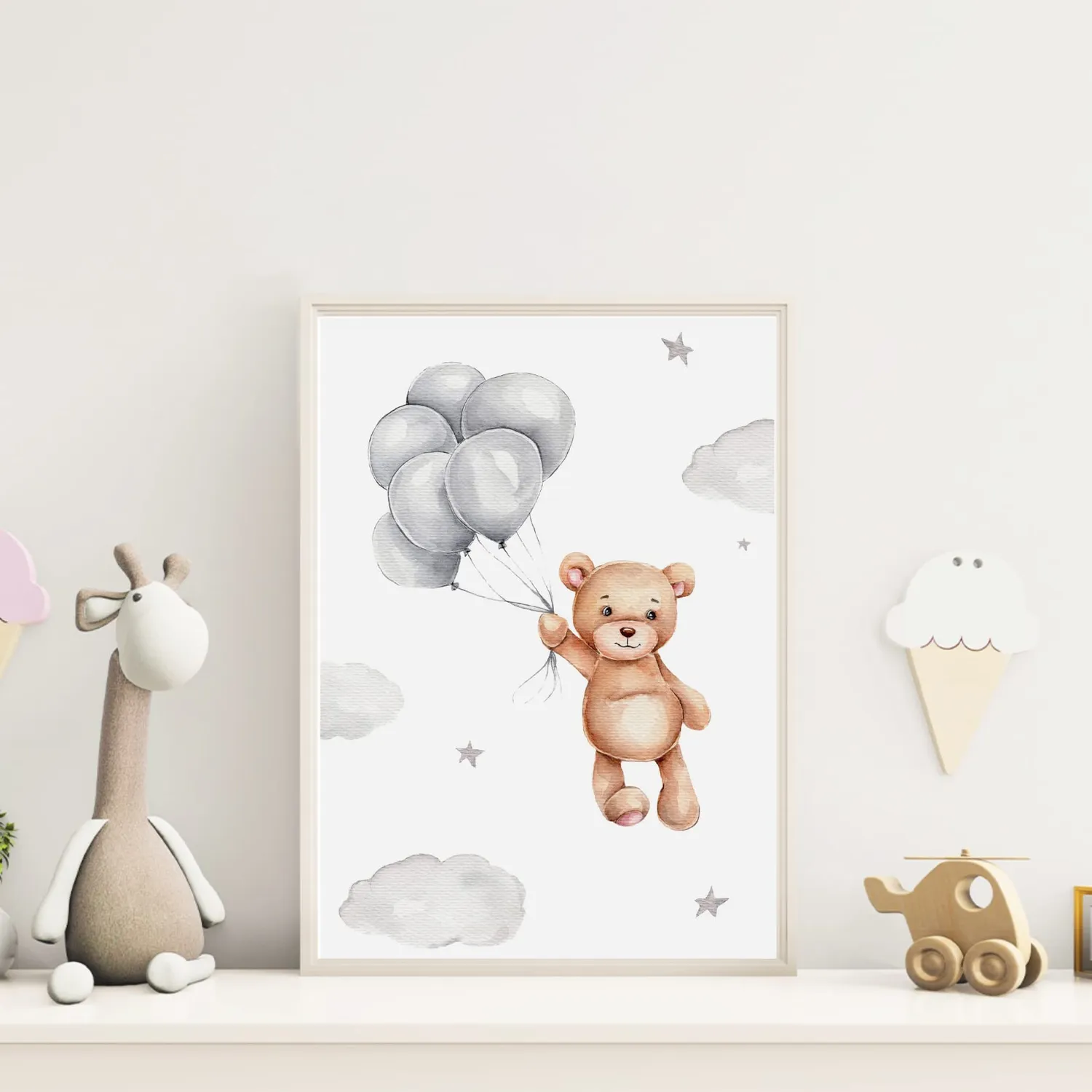 MeinBaby123 Kinderzimmer Poster Bär & Flugzeuge 6er Set matt