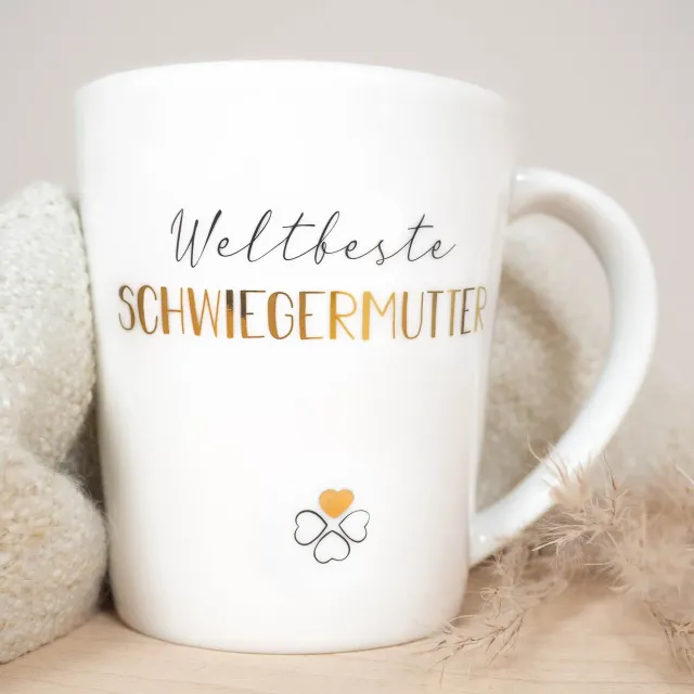 MINTKIND Weltbeste Schwiegermutter Becher 250 ml Echtgold