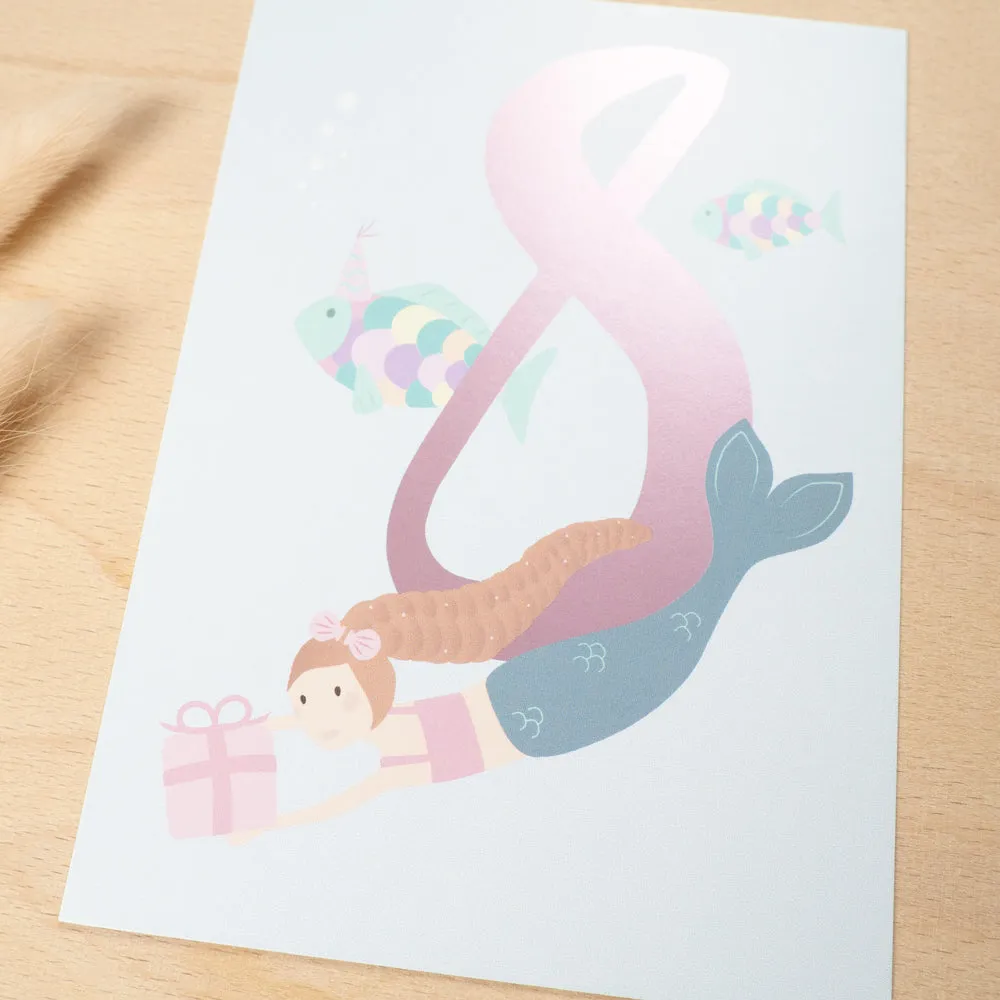 MINTKIND Geburtstagskarte 8 Meerjungfrau 8. Geburtstag