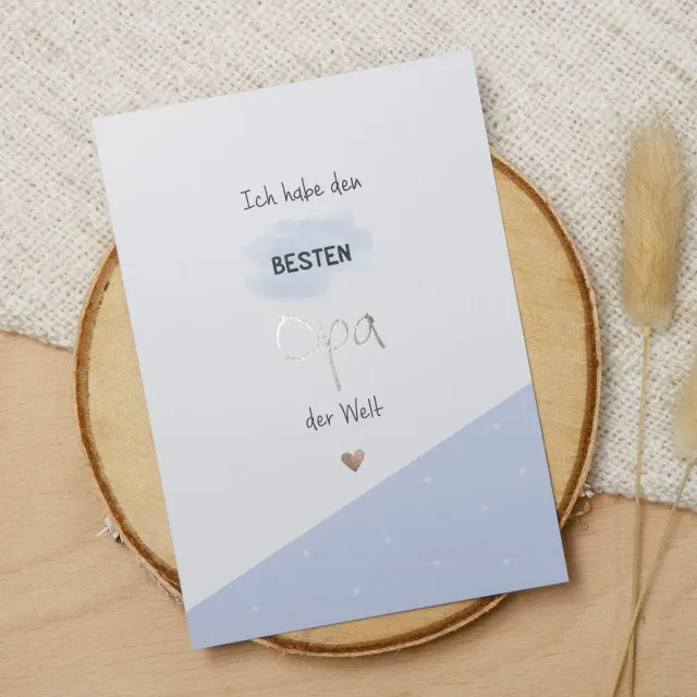 MINTKIND Bester Opa Postkarte Silberfolie DIN A6