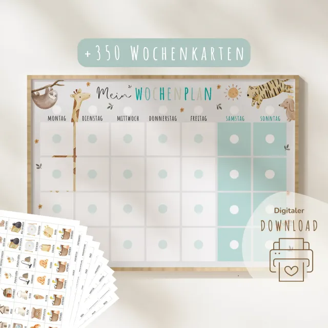 MeinBaby123 Montessori Wochenplan Kinder Boho PDF zum Ausdrucken