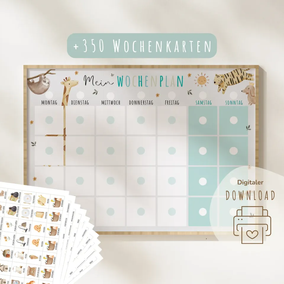 MeinBaby123 Montessori Wochenplan Kinder Boho PDF zum Ausdrucken