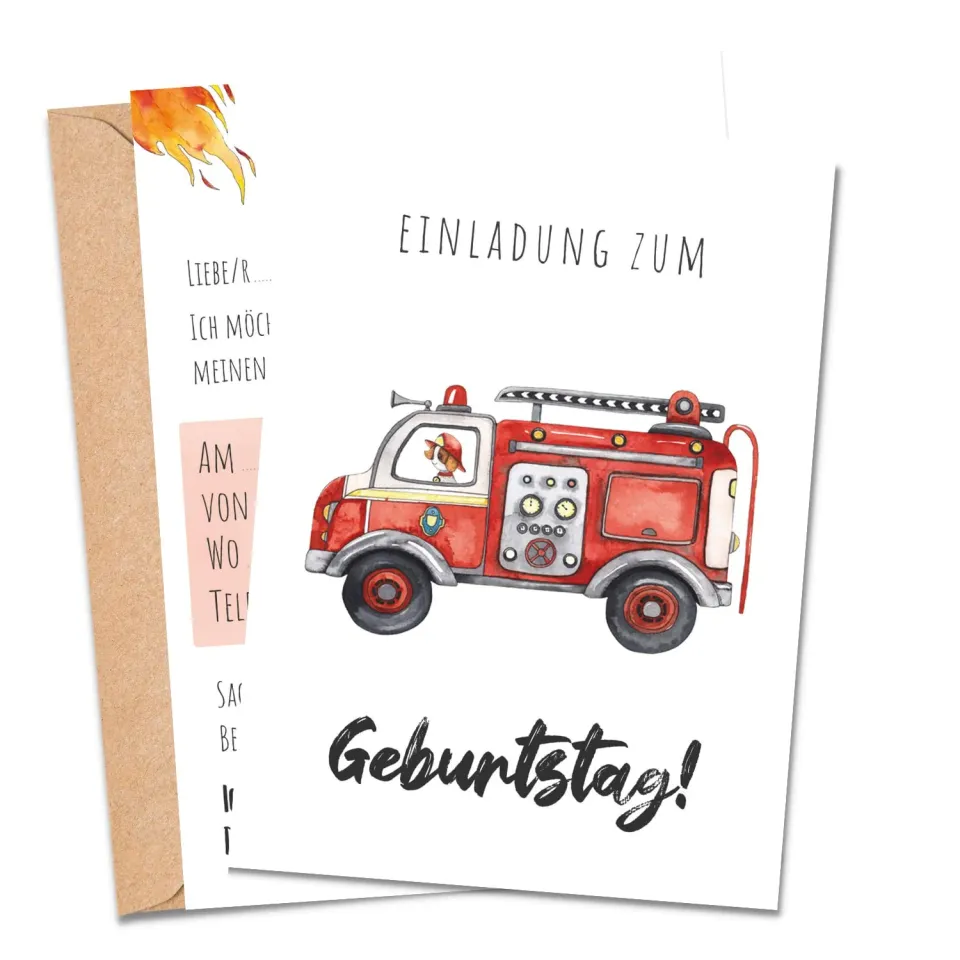 MeinBaby123 Feuerwehr Einladungskarten Kindergeburtstag 10er