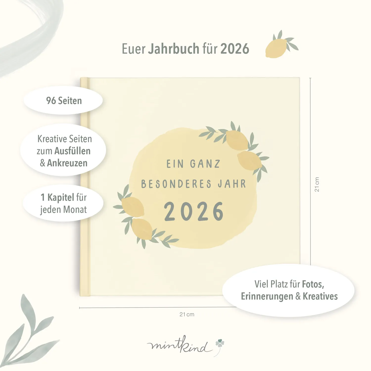MINTKIND Jahrbuch 2026 Erinnerungsbuch Familie Baby Paar