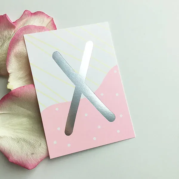 MINTKIND Mini-Kärtchen X Karte Silber-Pastell DIN A7