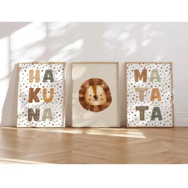 MeinBaby123 Hakuna Matata Poster 3er Set A4 Boho