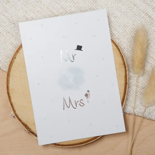 MINTKIND Mr Mrs Postkarte Silber A6 Glitzer