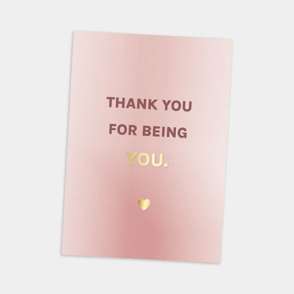 MINTKIND Thank you for being you Postkarte Rosé Goldfolie