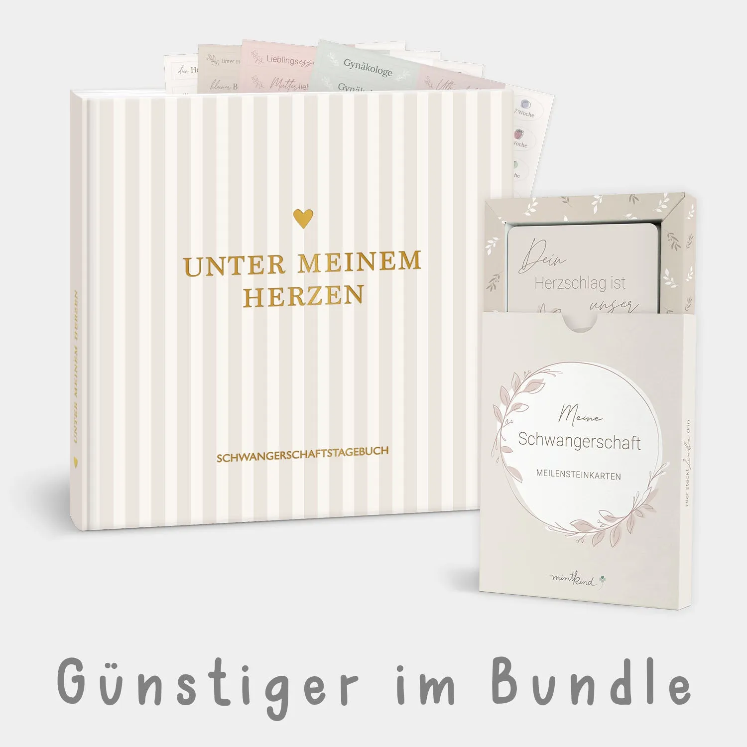 MINTKIND Schwangerschaft Bundle Tagebuch Karten Sticker Set