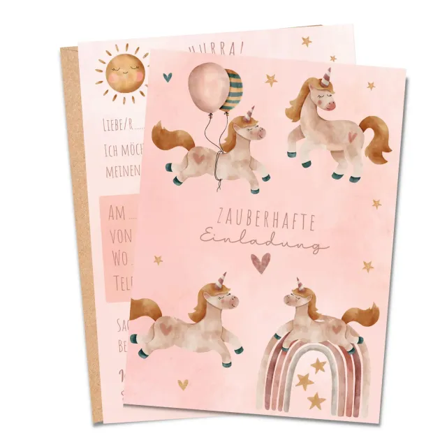 MeinBaby123 Einhorn Einladungskarten Kindergeburtstag 10 Stück Umschläge