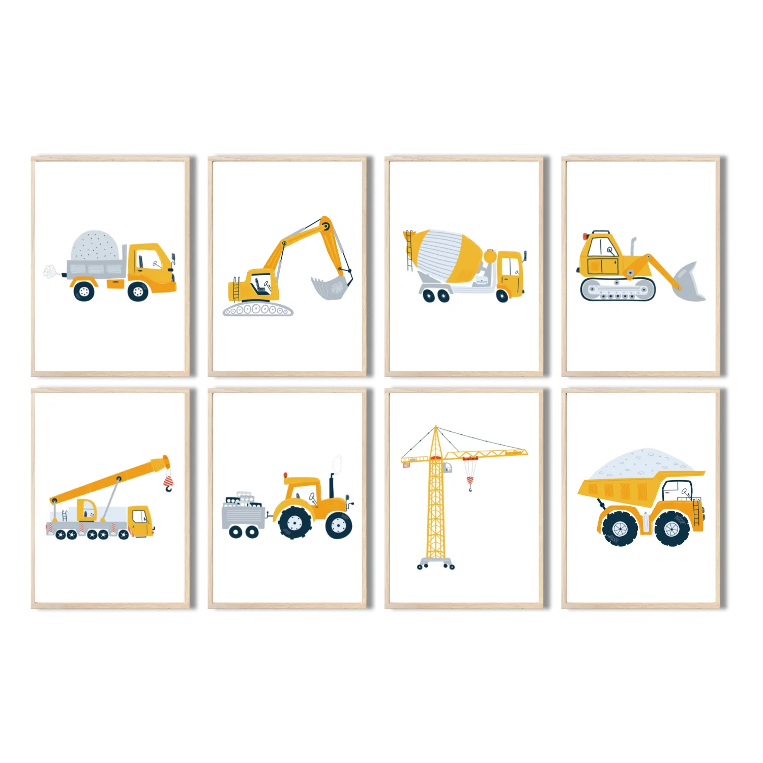 MeinBaby123 Bagger Kinderzimmerposter 8er Set A4 matt