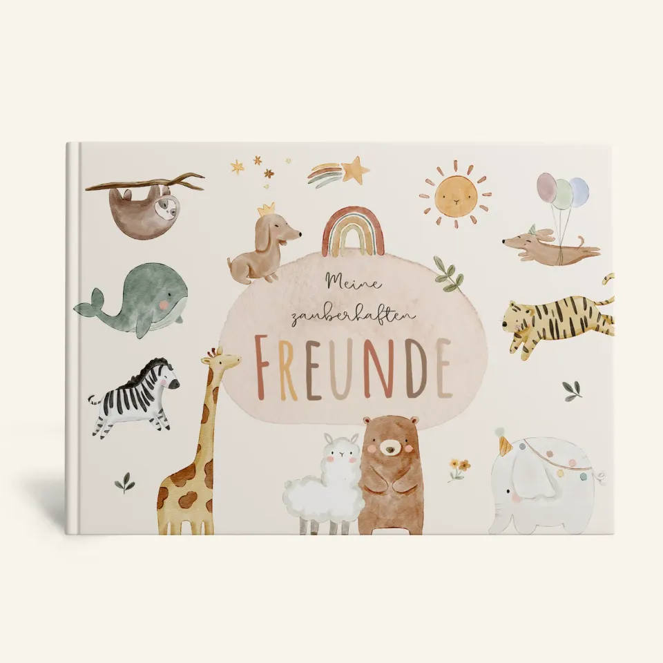 MeinBaby123 Boho Tiere Freundebuch für Kinder Hardcover