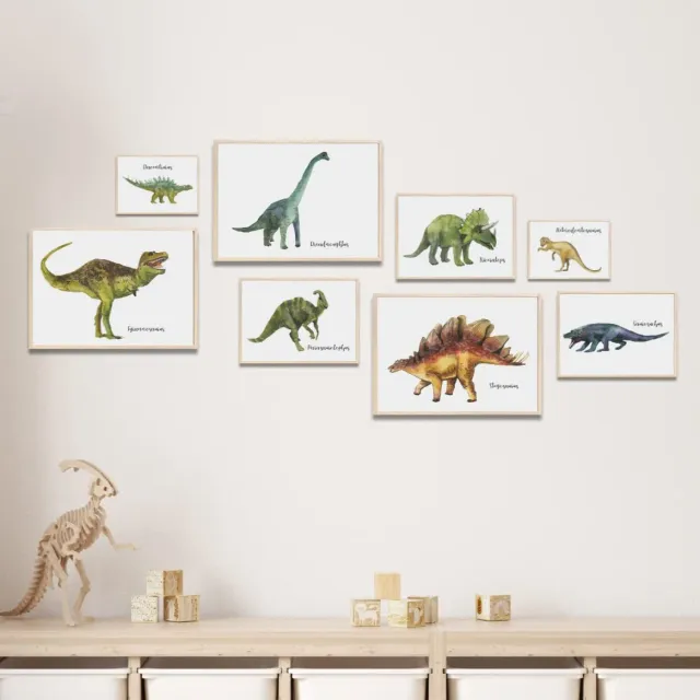 MeinBaby123 Dino Kinderzimmerposter 8er Set A4 A5 A6 300g