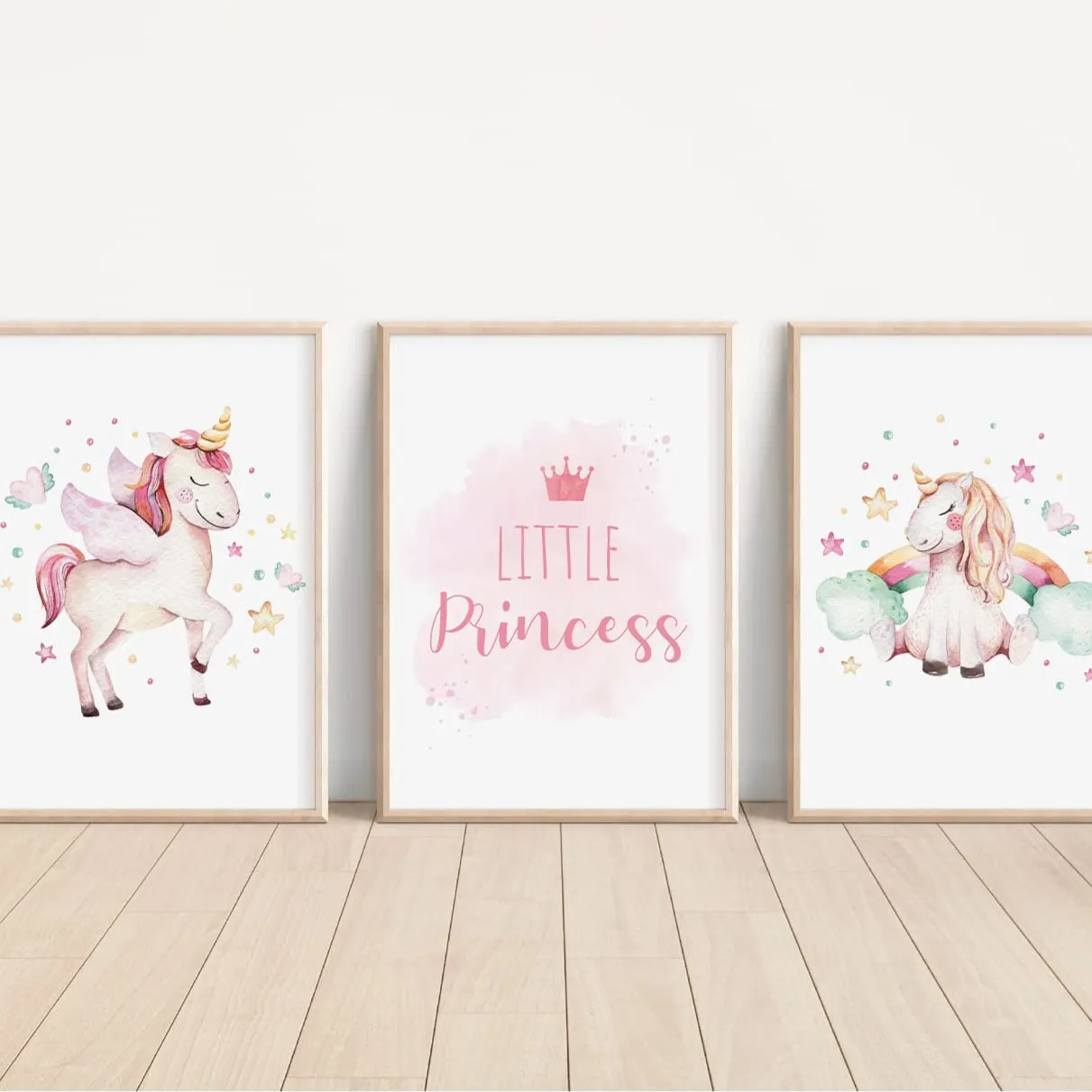 MeinBaby123 Kinderzimmerposter 3er Set A4 Einhorn Fee
