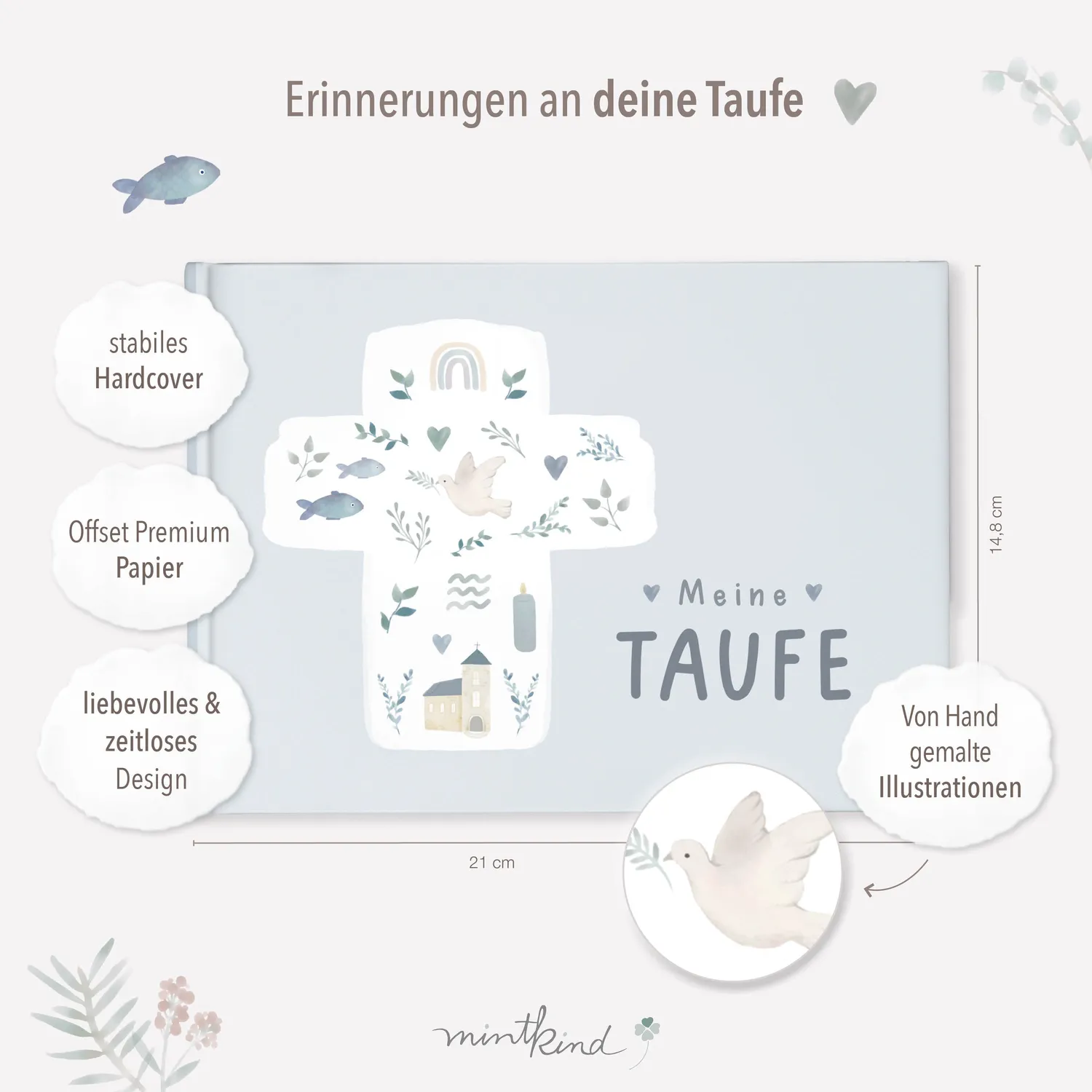 MINTKIND Meine Taufe Taufbuch Wald 60 Seiten