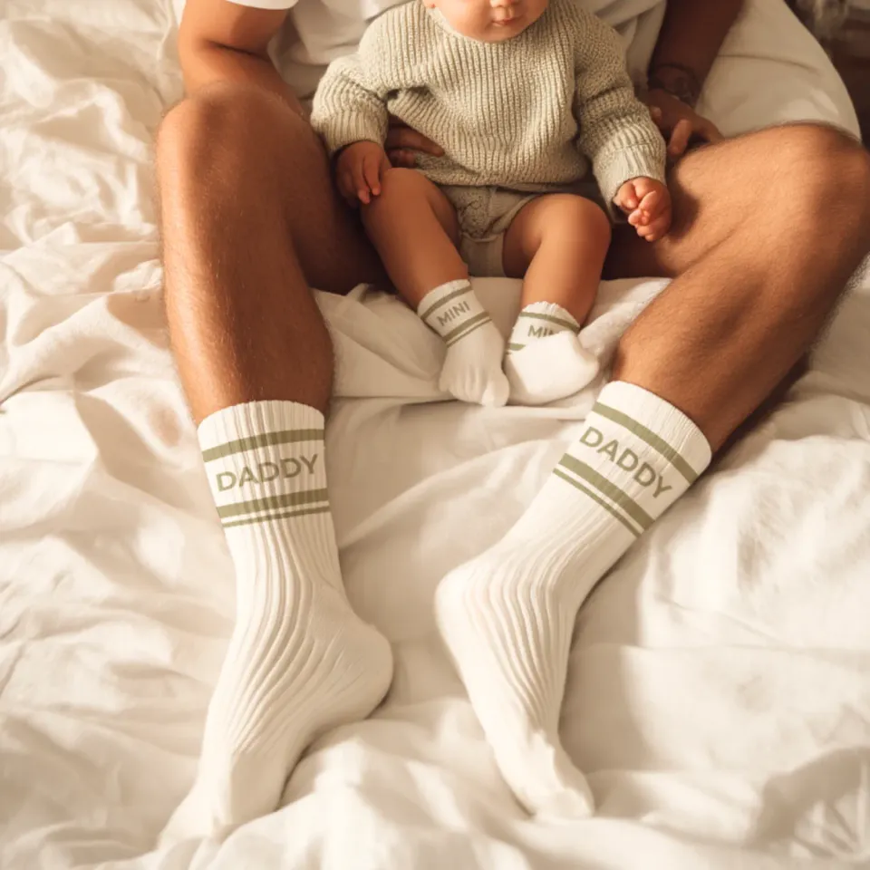 MeinBaby123 Daddy & Mini Retro-Socken Set beige Bio-Baumwolle