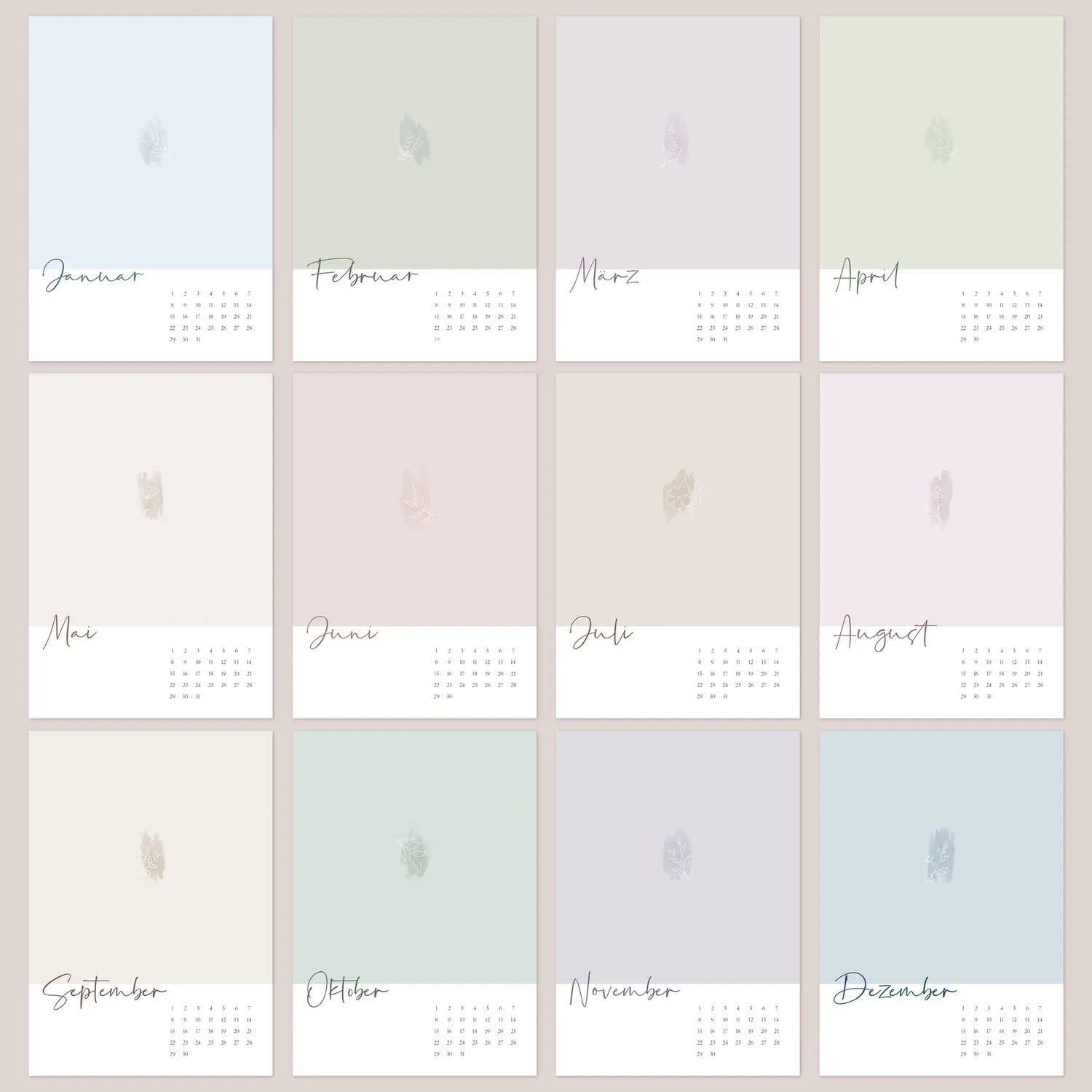 MINTKIND kind of hazel Bastelkalender A4 Ringbindung
