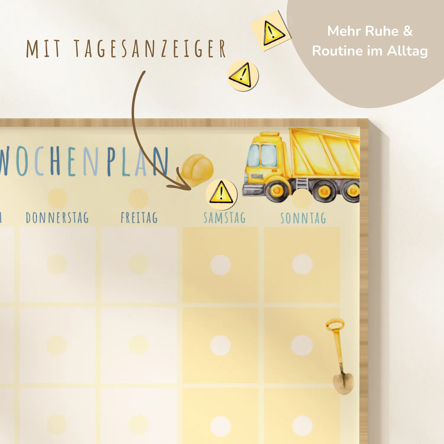 MeinBaby123 Bagger Wochenplan Kinder Montessori PDF Ausdruck