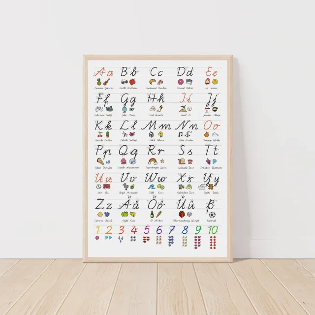 MeinBaby123 Lernposter Grundschrift A2 schwarz-weiß ABC