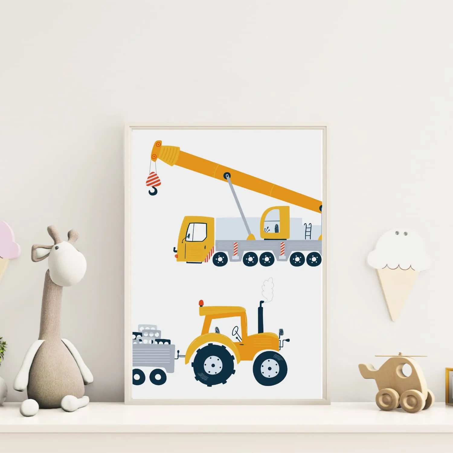 MeinBaby123 Kinderzimmerposter Bagger A4 6er Set