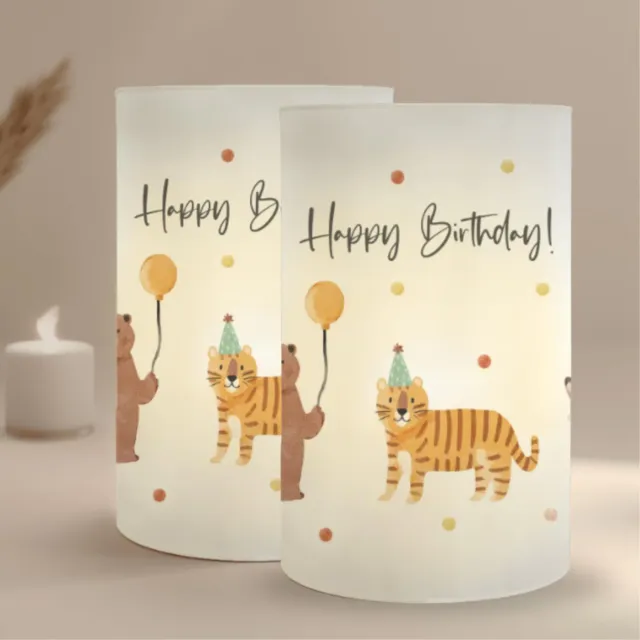 MeinBaby123 Windlicht Tischdeko Kindergeburtstag Tiere 10 Stück