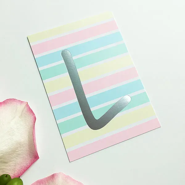 MINTKIND Mini-Kärtchen L Buchstabenkärtchen Silber Pastell DIN A7