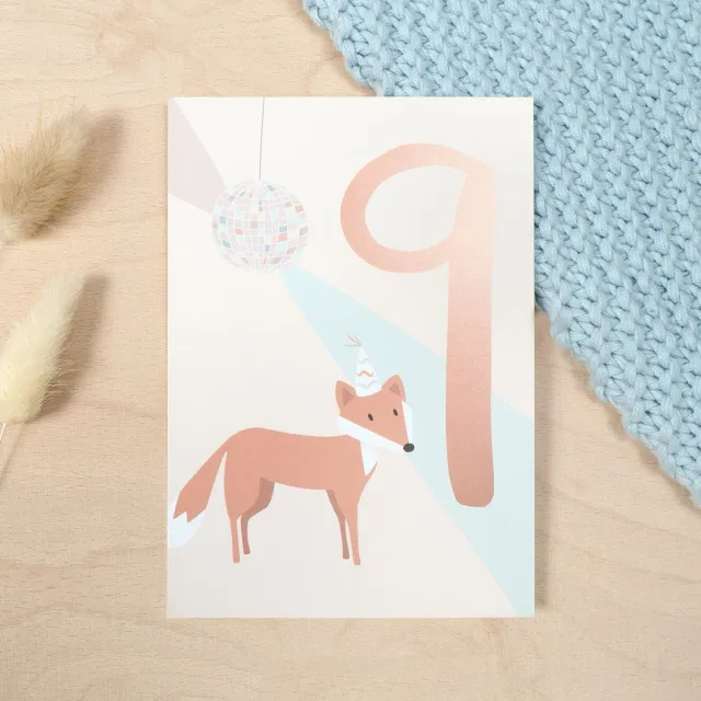 MINTKIND Geburtstagskarte 9 Fuchs zum 9. Geburtstag