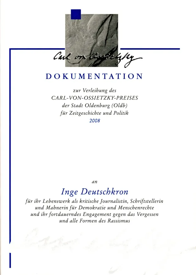 Isensee Nordwest Dokumentation Carl-von-Ossietzky-Preis 2008 Deutschkron Buch