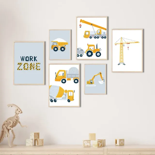 MeinBaby123 Bagger Kinderzimmerposter 6er Set A4 und A5