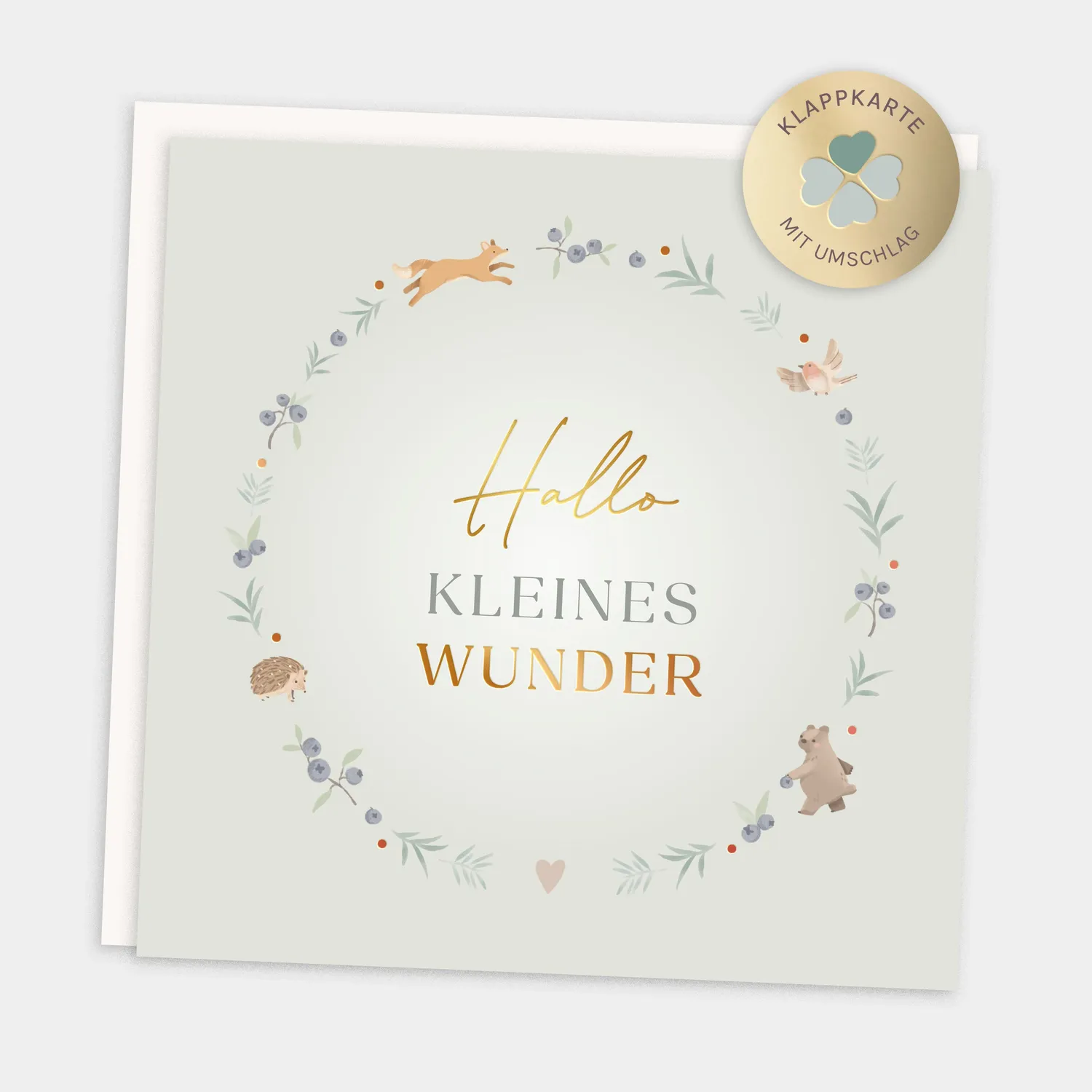 MINTKIND Hallo kleines Wunder Glückwunschkarte Beige Gold