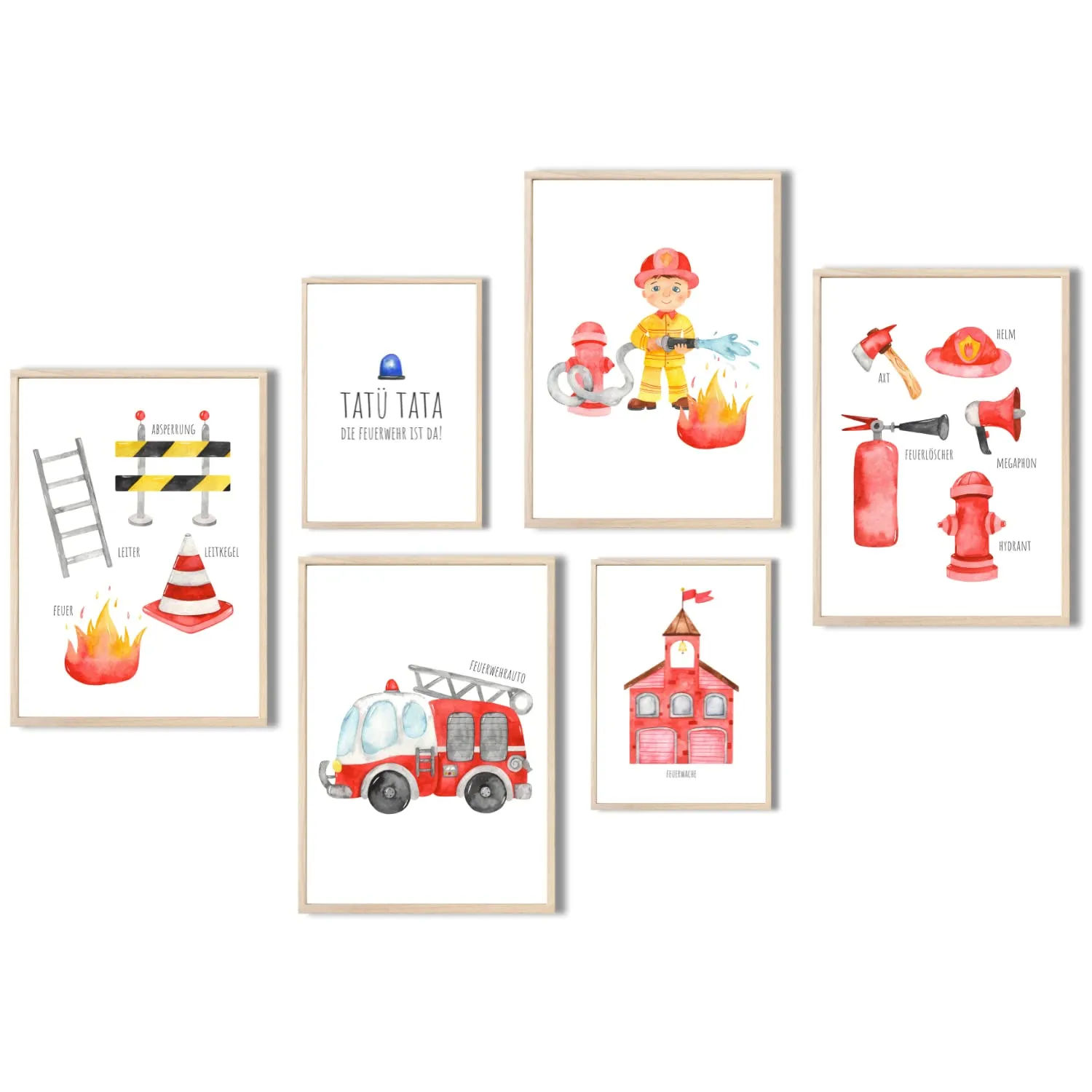 MeinBaby123 Feuerwehr Poster 6er Set A4 und A5