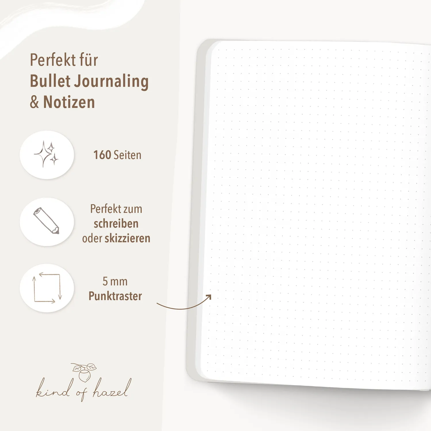 MINTKIND kind of hazel Bullet Journal A5 Leo Punktraster