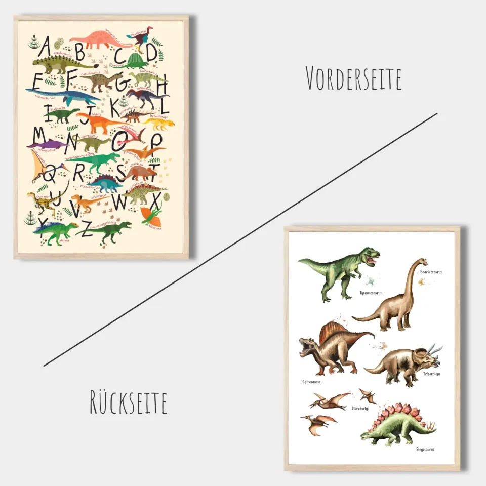 MeinBaby123 Dino Poster doppelseitig A2 Tiermotiv