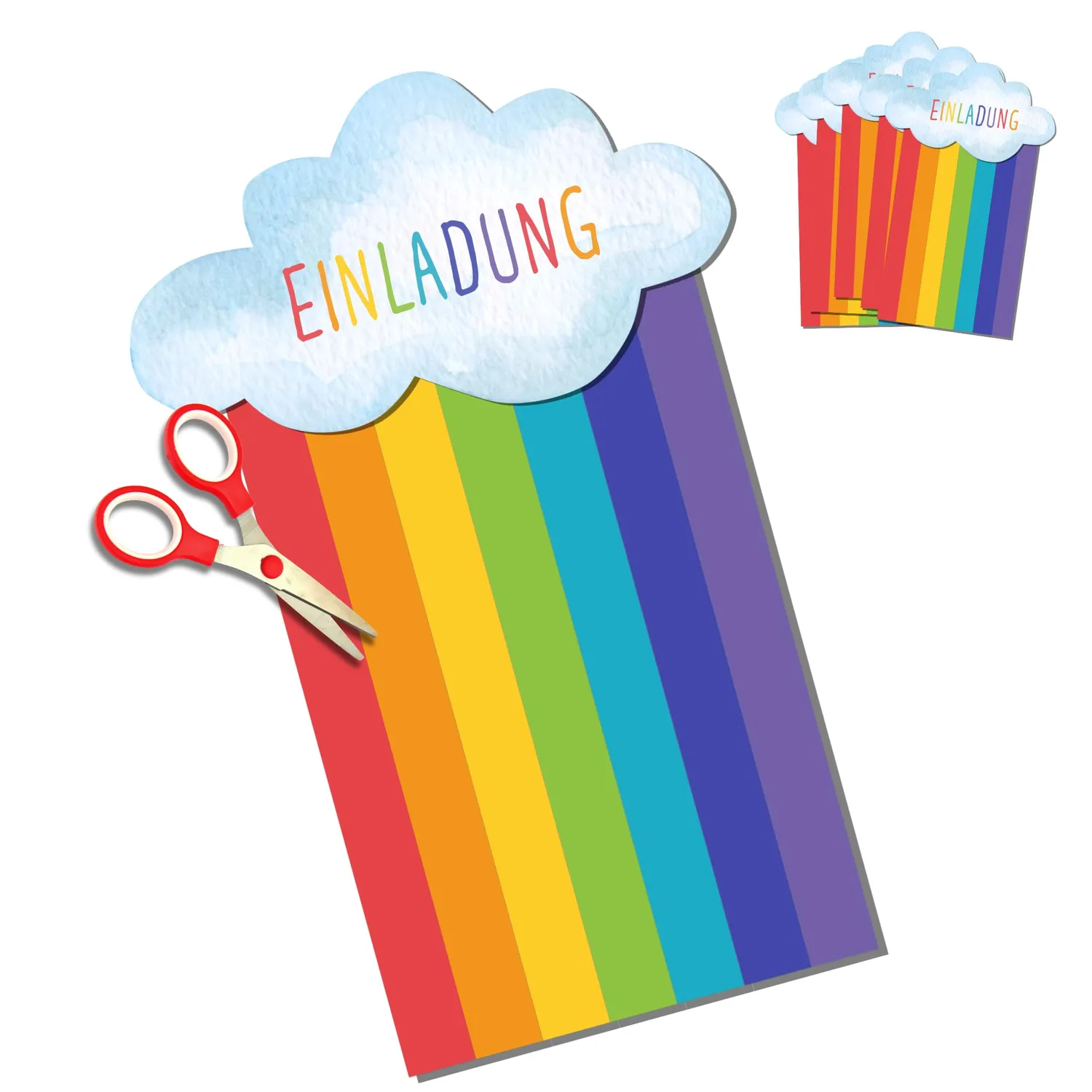 MeinBaby123 Einladungen Selberbasteln 10 Stk Regenbogen