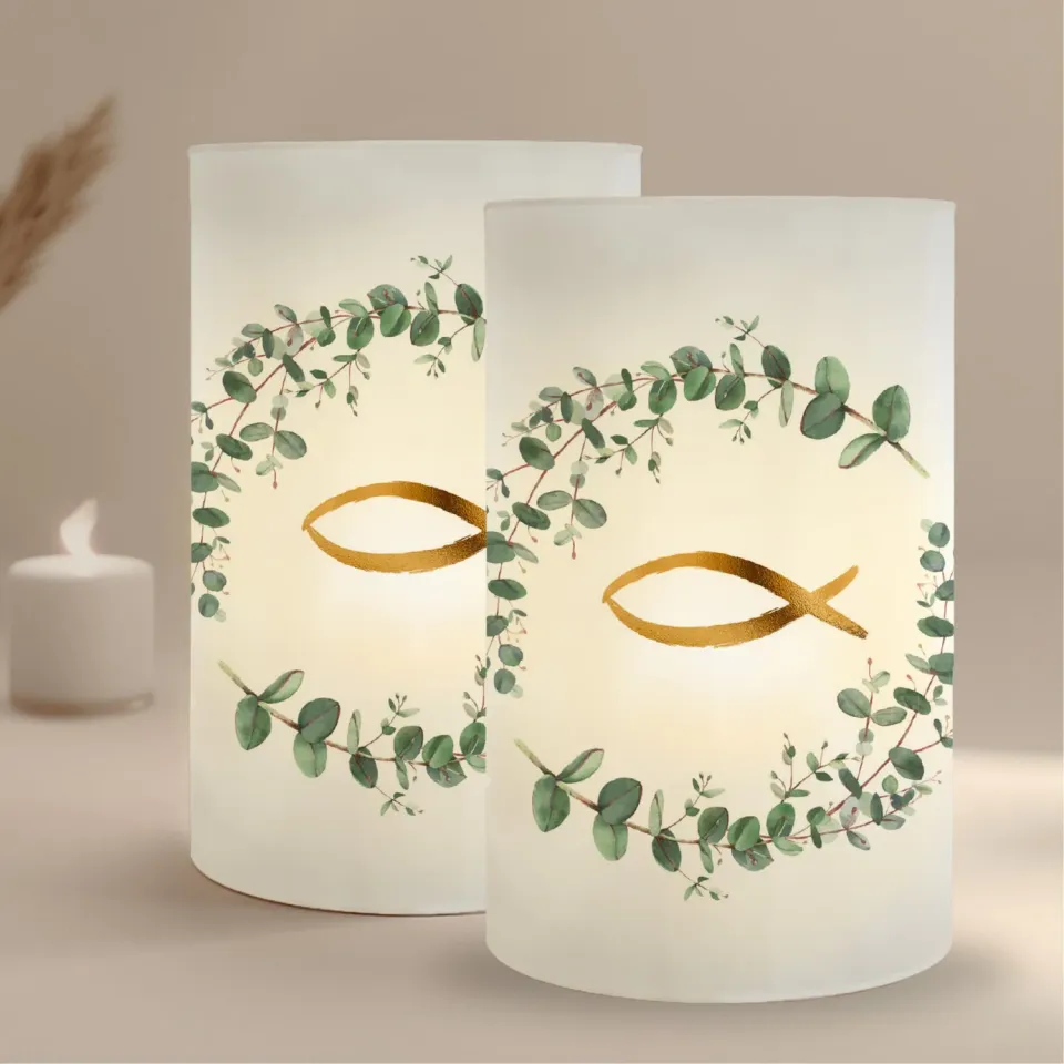 MeinBaby123 Windlicht Tischdeko Taufe 10 Stk Eukalyptus