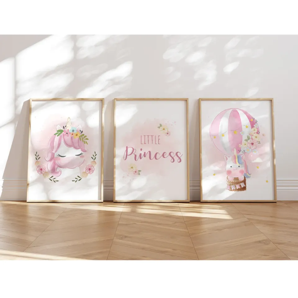 MeinBaby123 Einhorn Poster 3er Set A4 für Mädchen